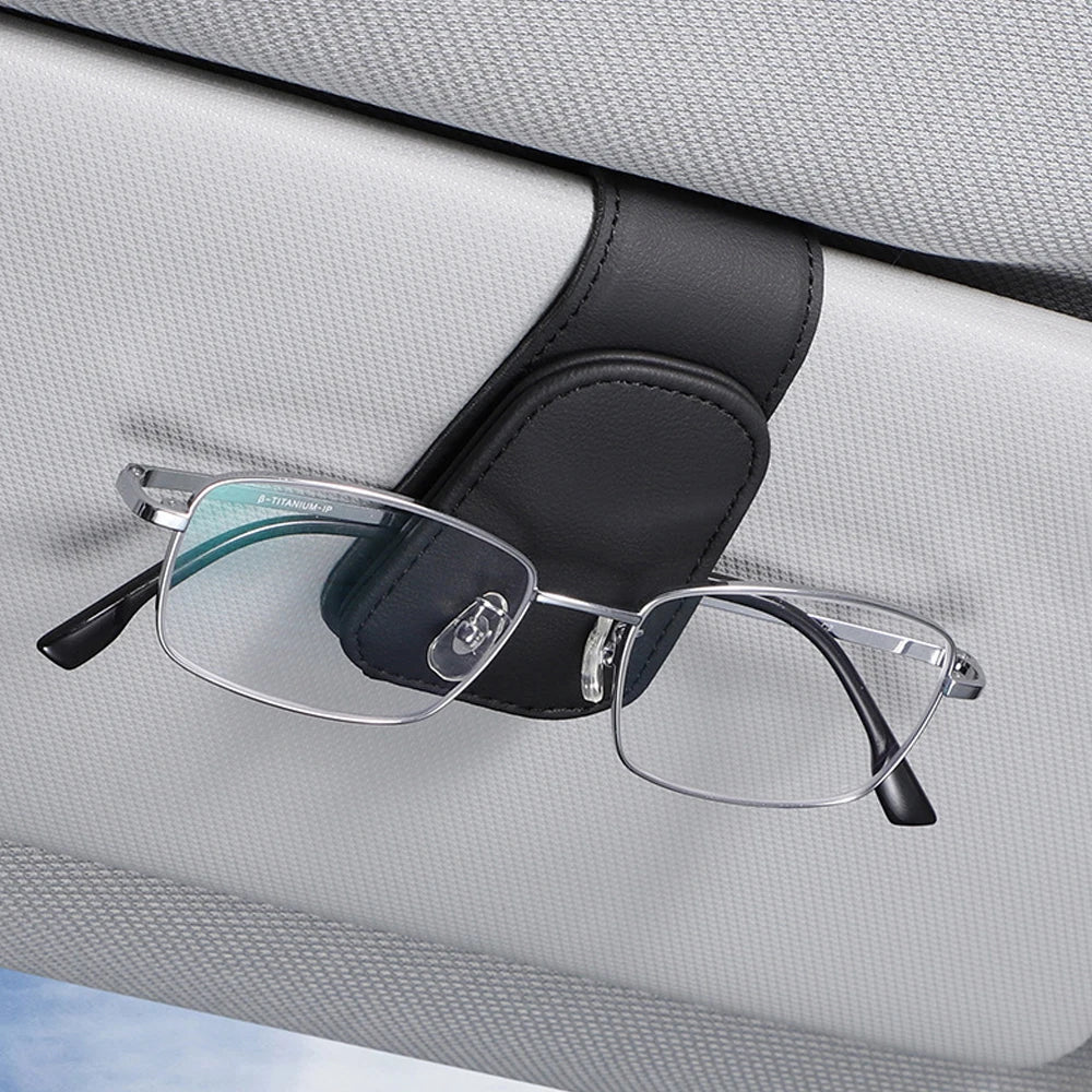 Magnetic Leather Car Visor Sunglasses Holder Clip