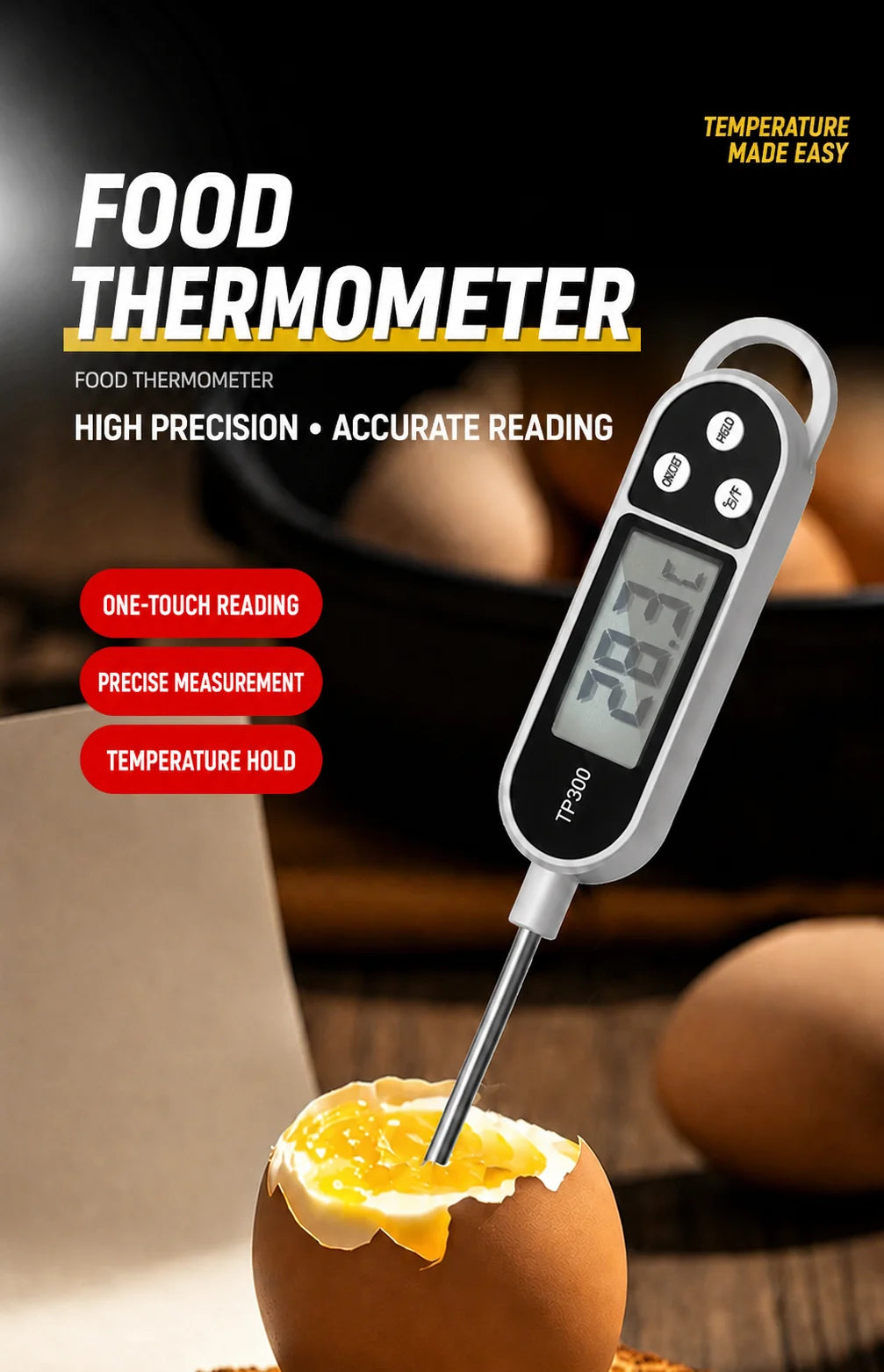 Digital Instant-Read Meat and Kitchen Food Thermometer