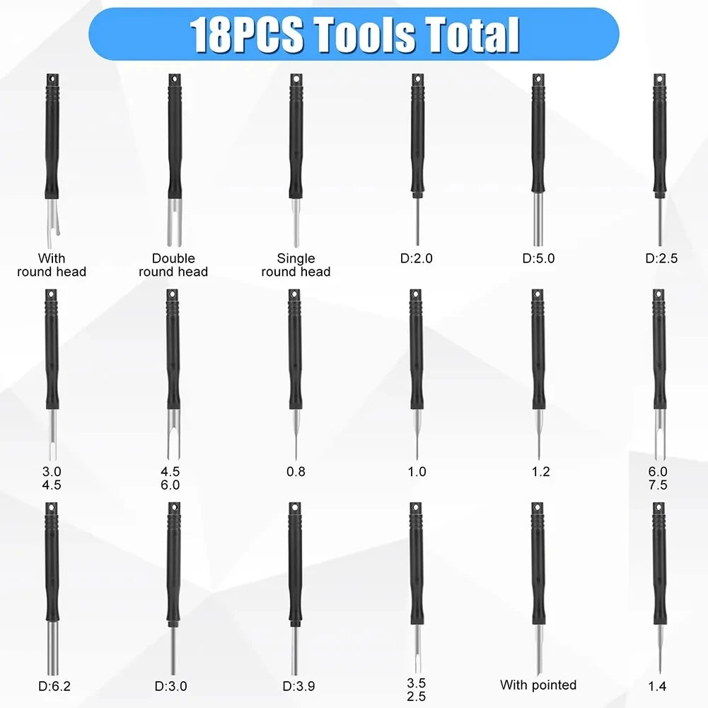 18pc Car Terminal Removal Tool Kit Electrical Wire Pin Extractor Set - 4
