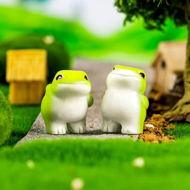 6-Piece Cute Miniature Resin Frog Figurine Set for Home Decor