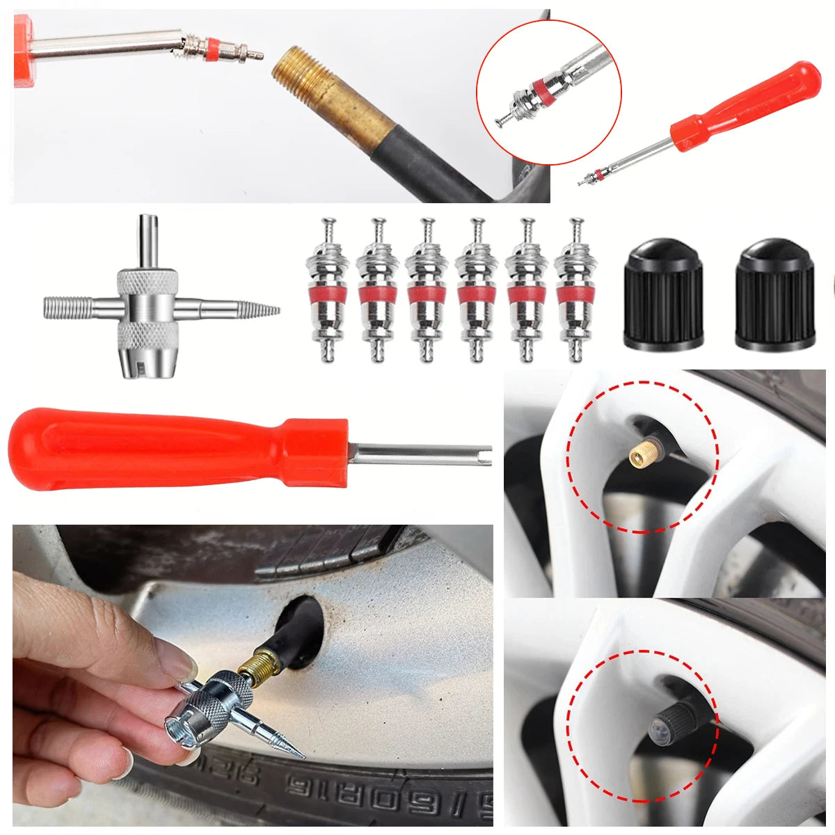 33-Piece Universal Tire Valve Repair and Core Removal Tool Kit
