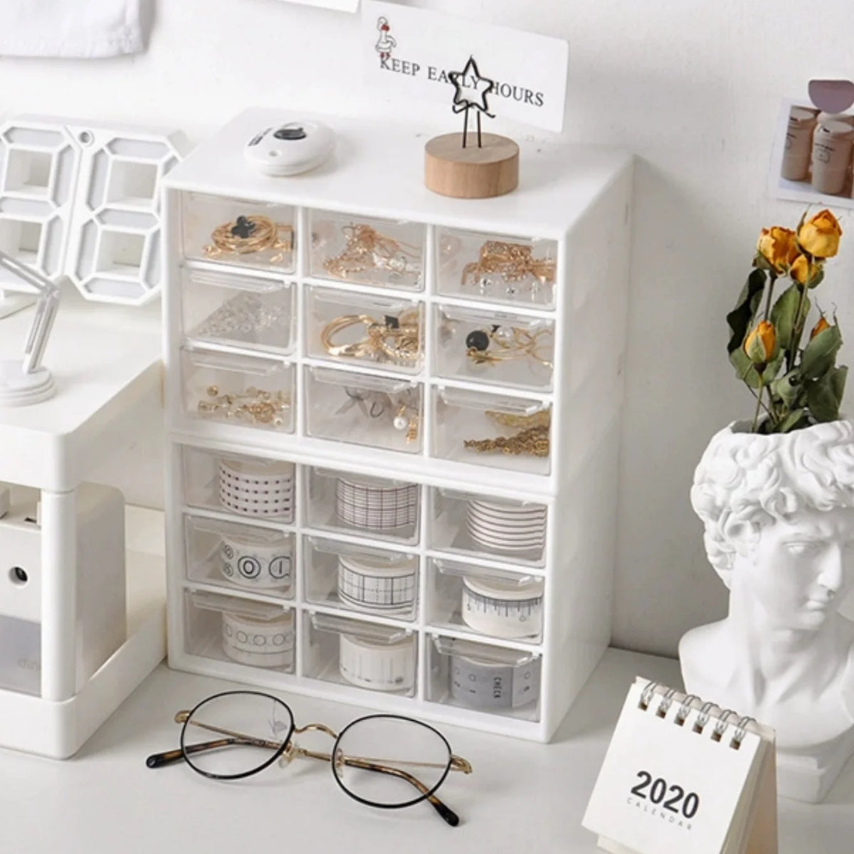 9-Drawer Stackable Desktop Organizer for Makeup and Crafts
