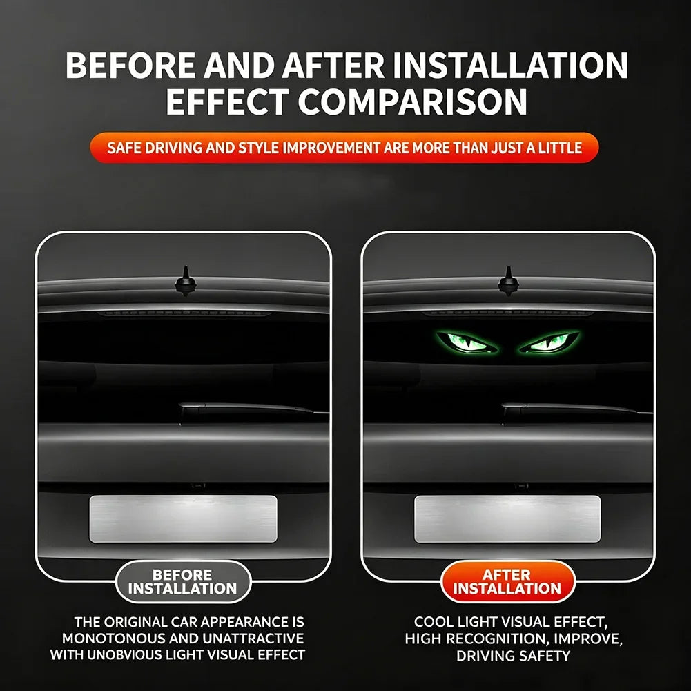 Solar Powered Demon Eye Car Window Warning Light