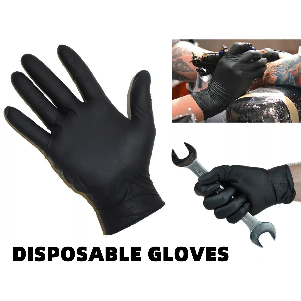 Heavy Duty Black Nitrile Disposable Gloves Powder Free Multipurpose
