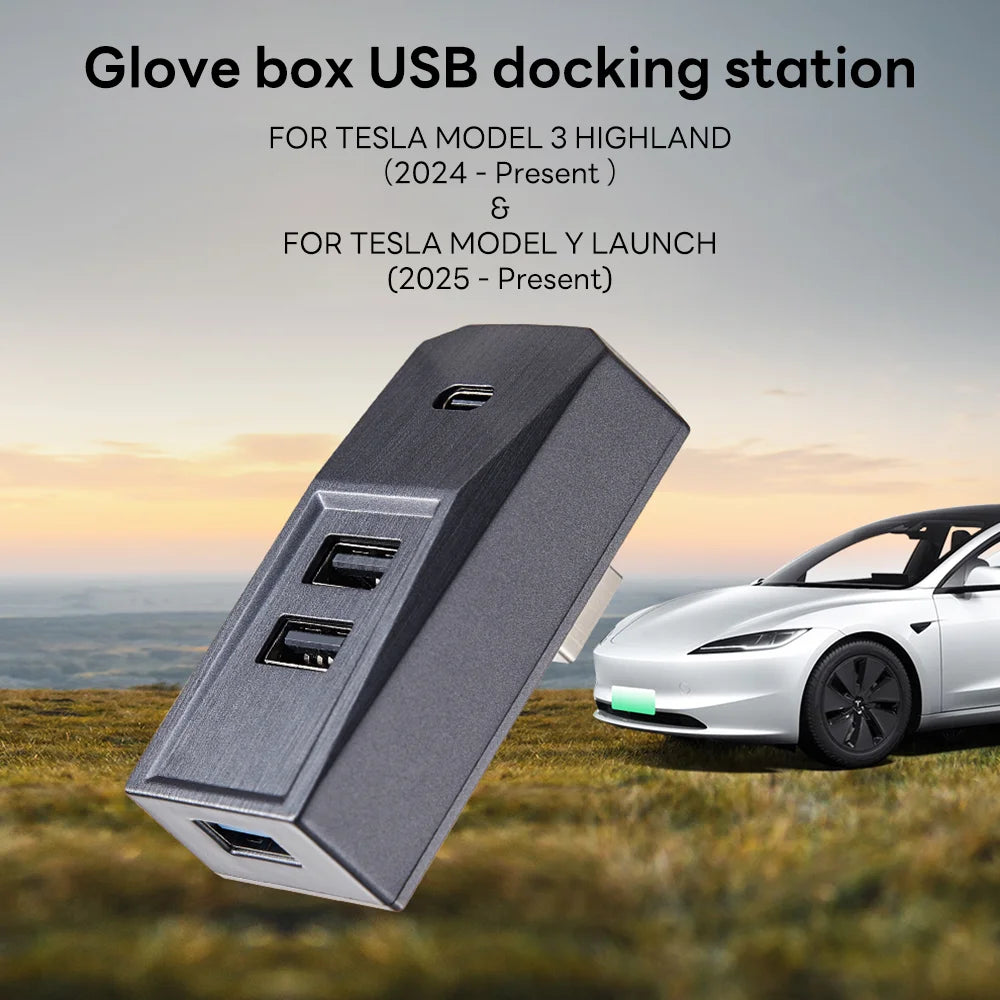 Glovebox USB Hub Docking Station for Tesla Model 3 Highland and Model Y - 21