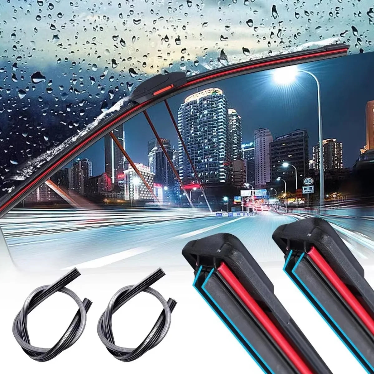 Universal Double Layer Rubber Windshield Wiper Blades - 2
