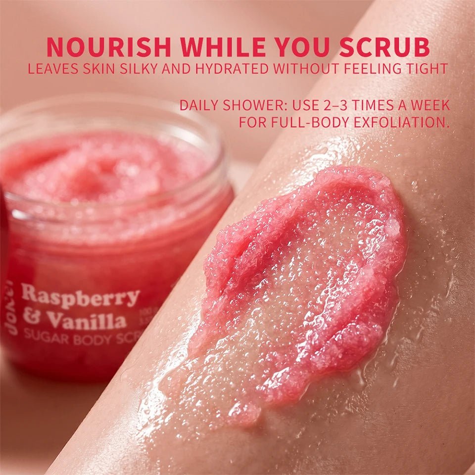 Raspberry Vanilla Sugar Body Scrub for Smooth Exfoliated Skin - 11
