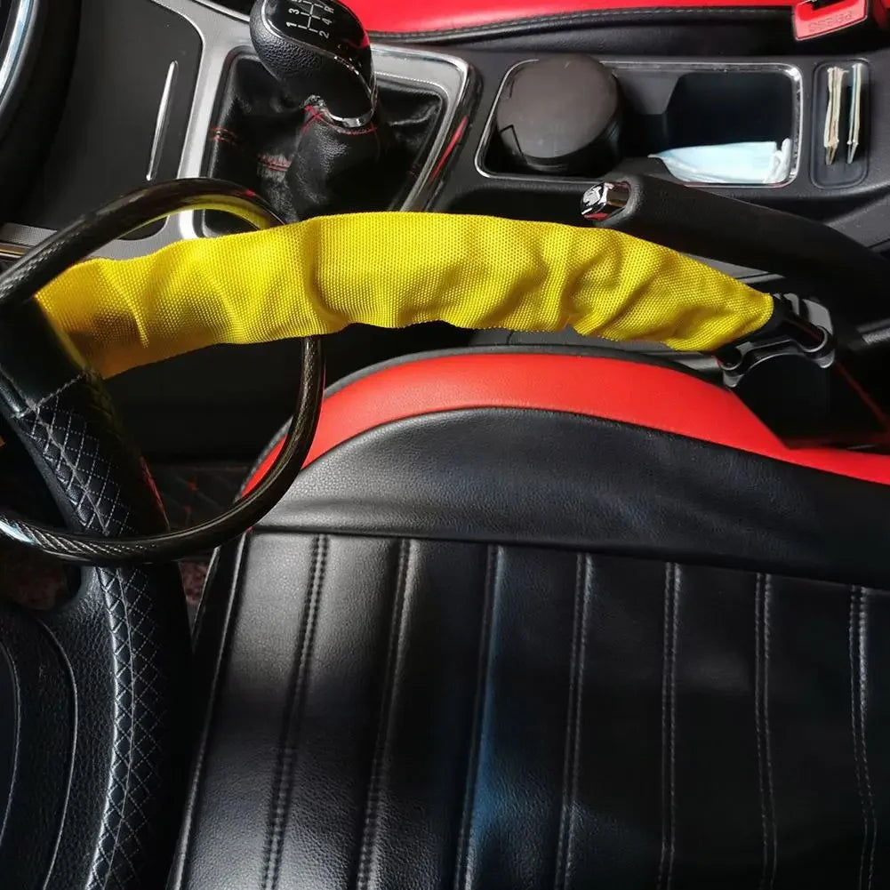 Anti-Theft Braided Steel Steering Wheel and Seat Belt Lock