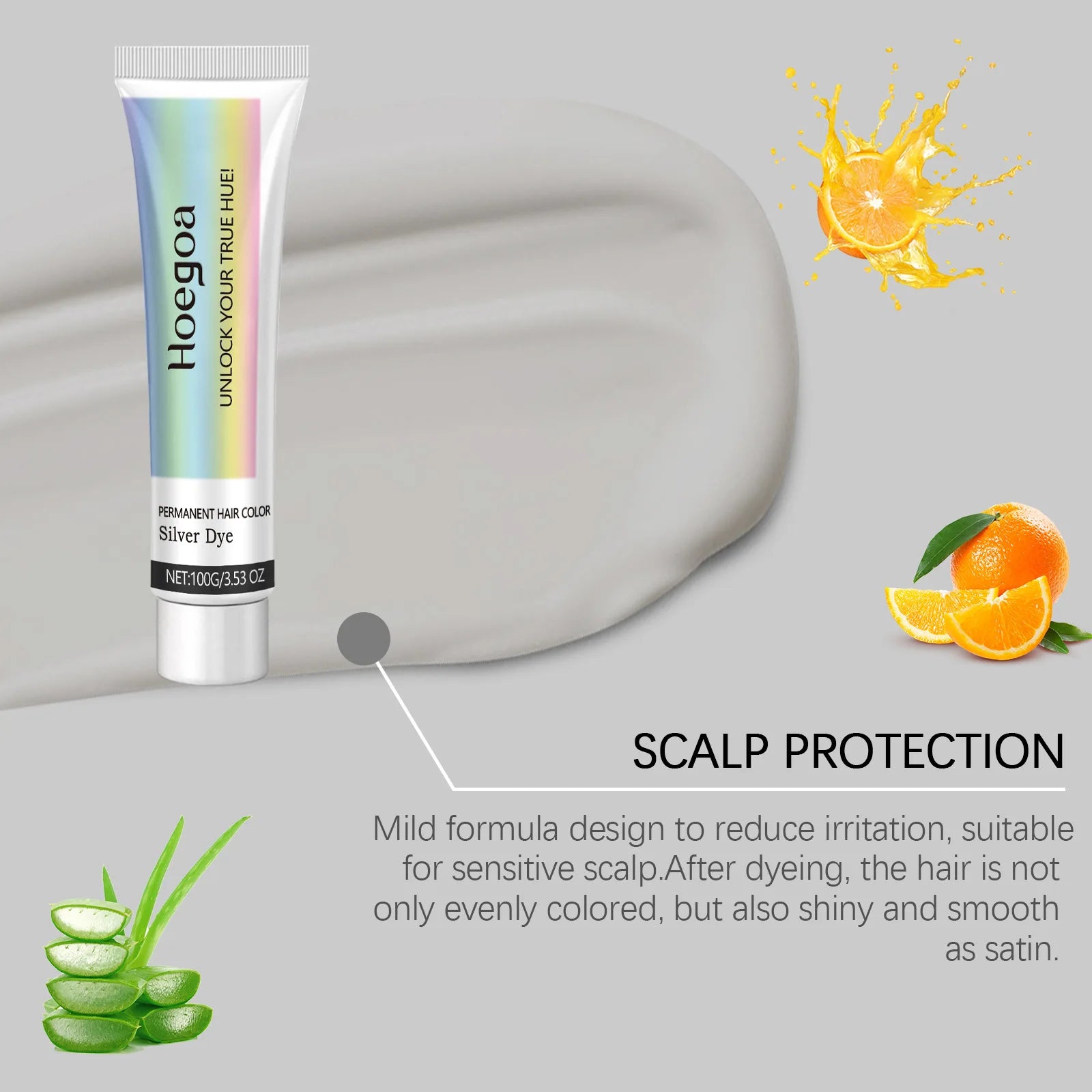 Permanent Silver Gray Hair Dye Cream - 2