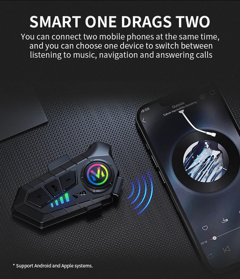 Wireless Bluetooth Motorcycle Helmet Headset with Noise Reduction - 14