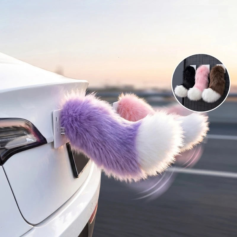 Electric Wagging Tail Car Ornament Remote Control Plush Auto Accessory - 6