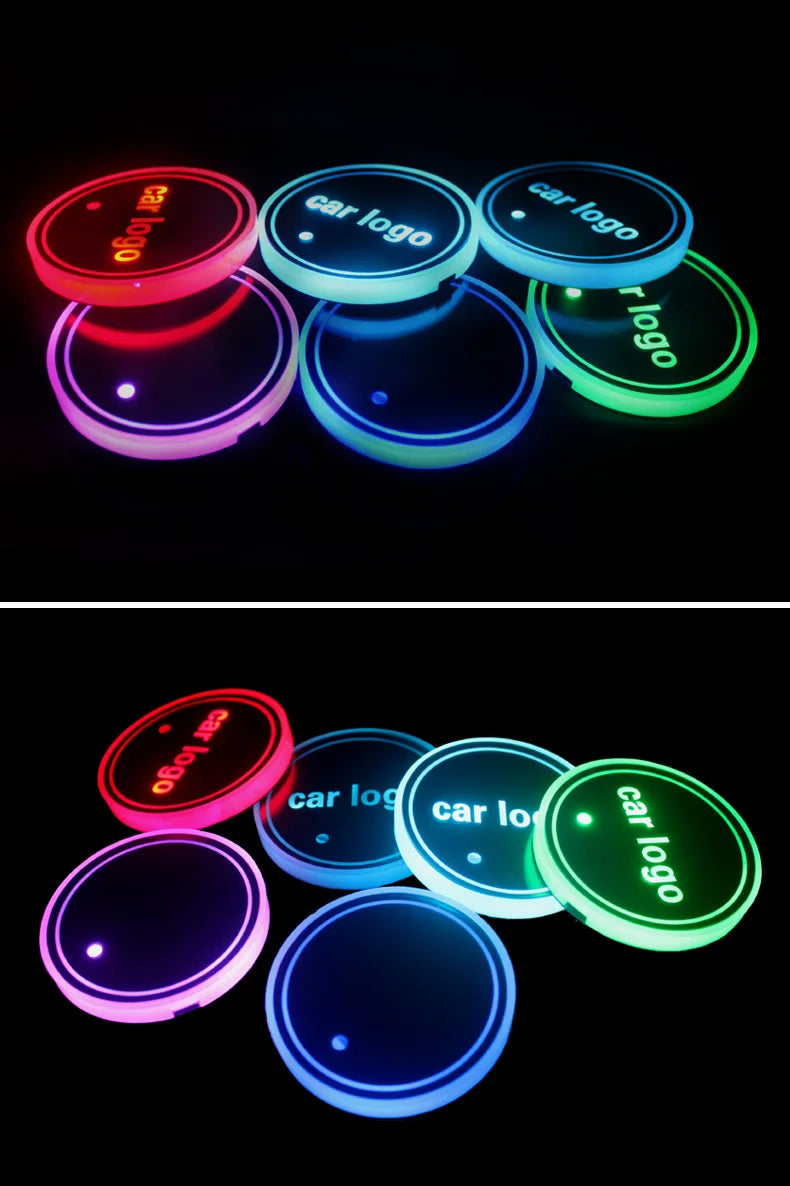 7-Color LED Car Cup Holder Coaster with Motion Sensor - 15