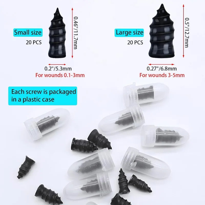 Quick Tire Puncture Repair Rubber Nails Kit for Vehicles