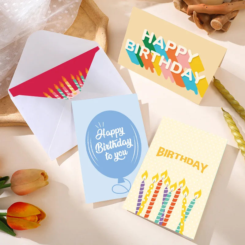 Festive Birthday Greeting Card Set with Envelopes