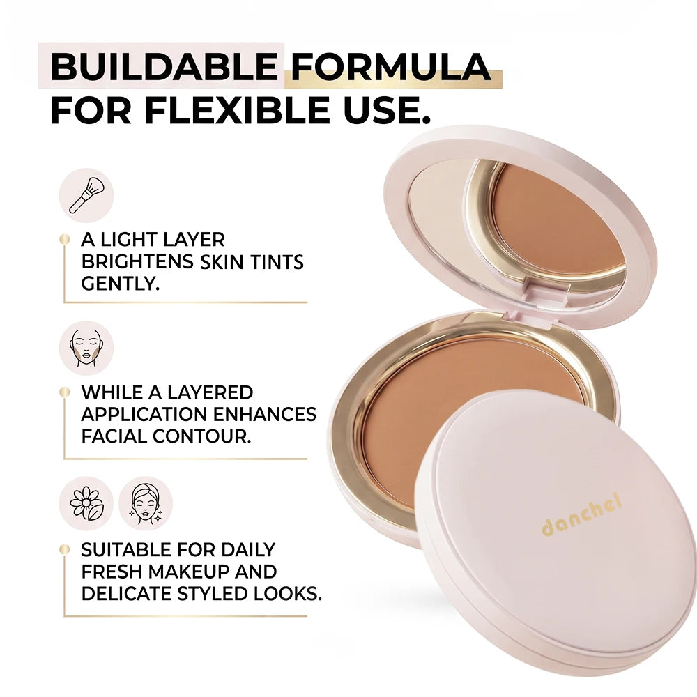 Buildable Matte Pressed Bronzer Powder for Natural Face Contouring