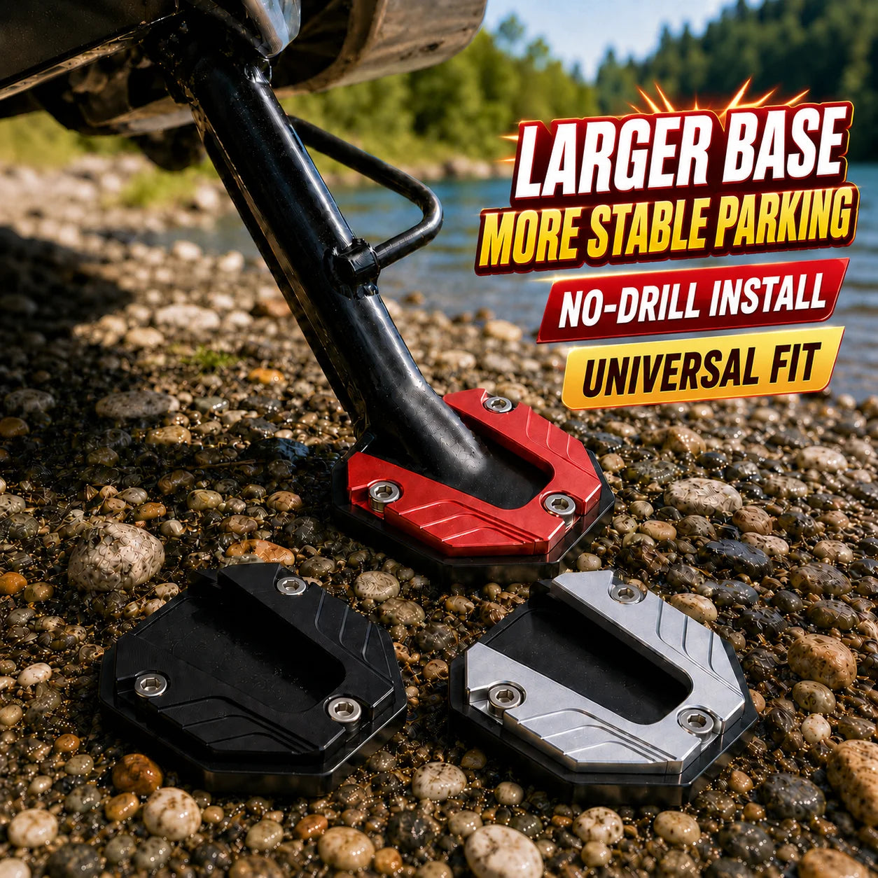 Motorcycle Kickstand Support Pad for Stable Parking - 1