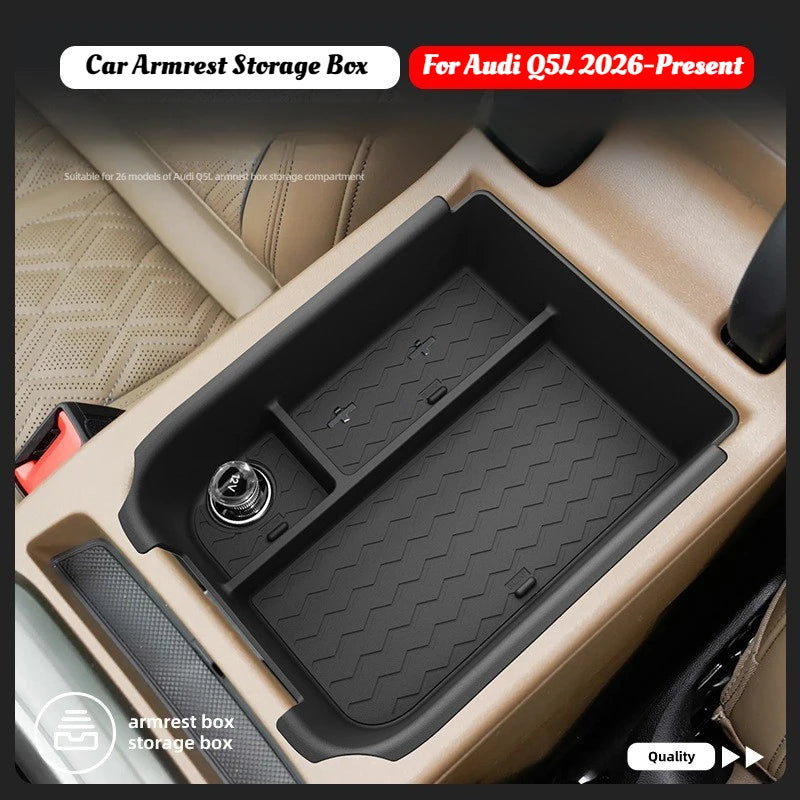 Center Console Organizer Tray for Audi Q5 Q5L 2026 Armrest Storage Box