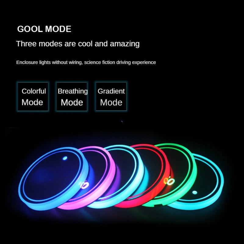 7-Color LED Car Cup Holder Coaster with Motion Sensor - 2