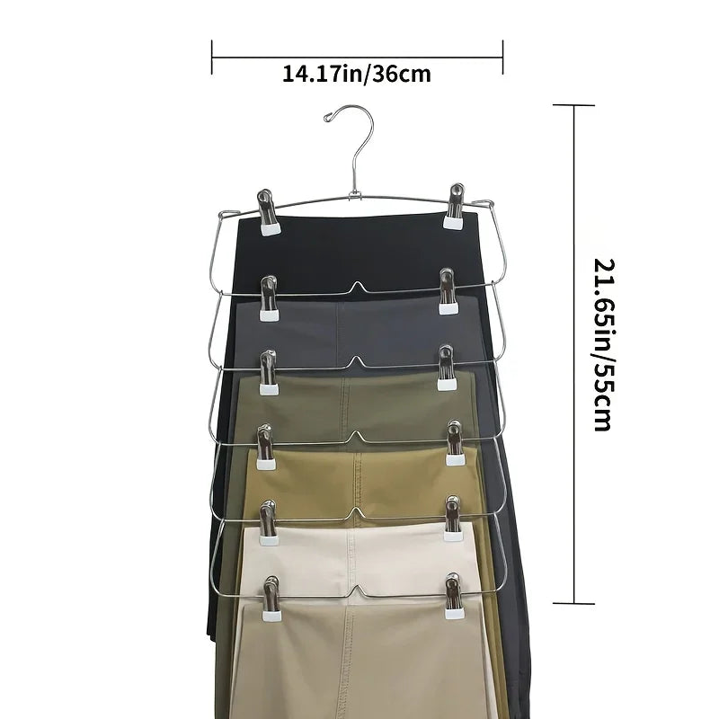 6-Tier Space Saving Skirt and Pant Hanger with Clips