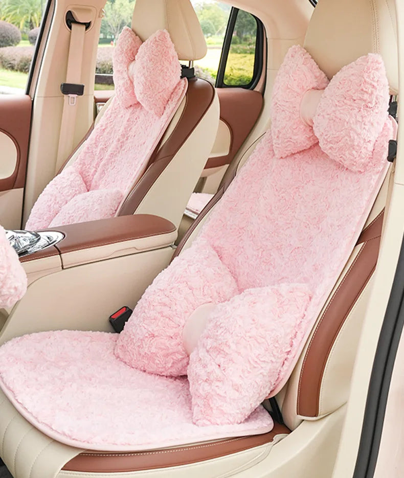 Cute Cartoon Bowknot Plush Car Seat Cushion Cover - 19