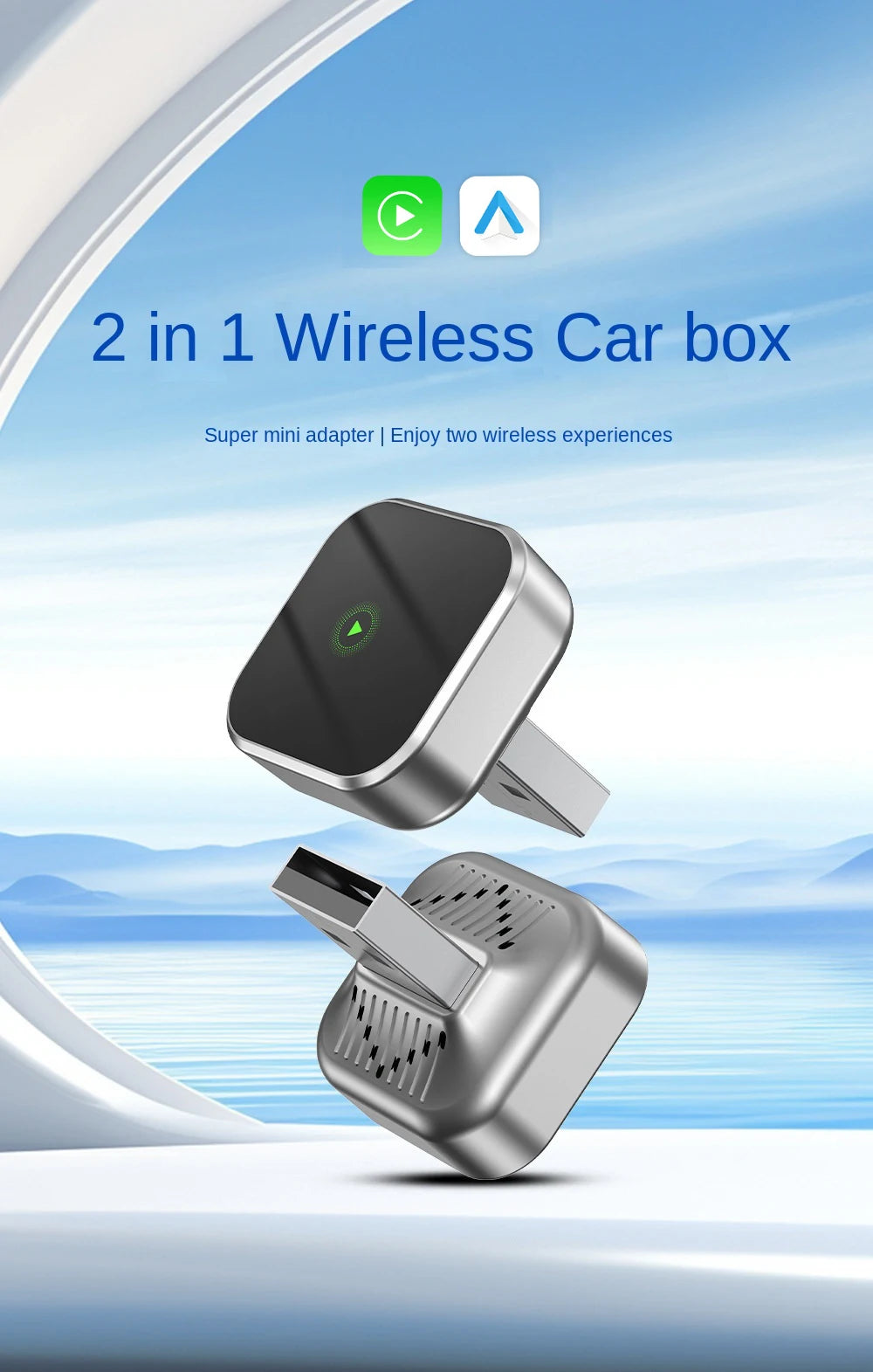 Wireless CarPlay and Android Auto 2-in-1 Adapter