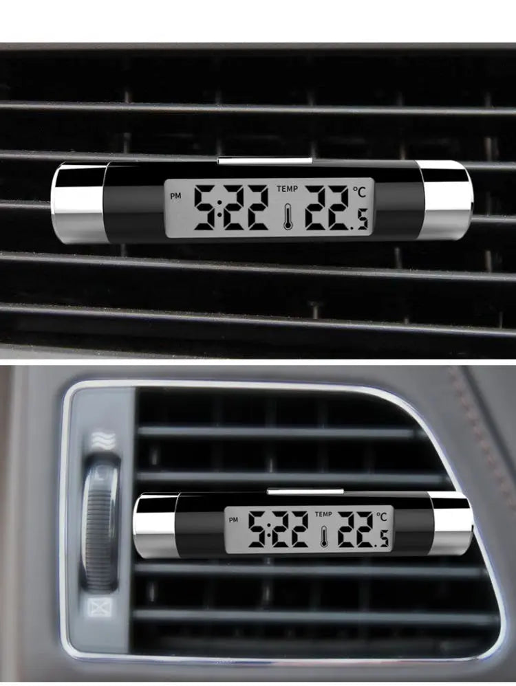 Digital Car Air Vent Clock and Thermometer with LED Backlight