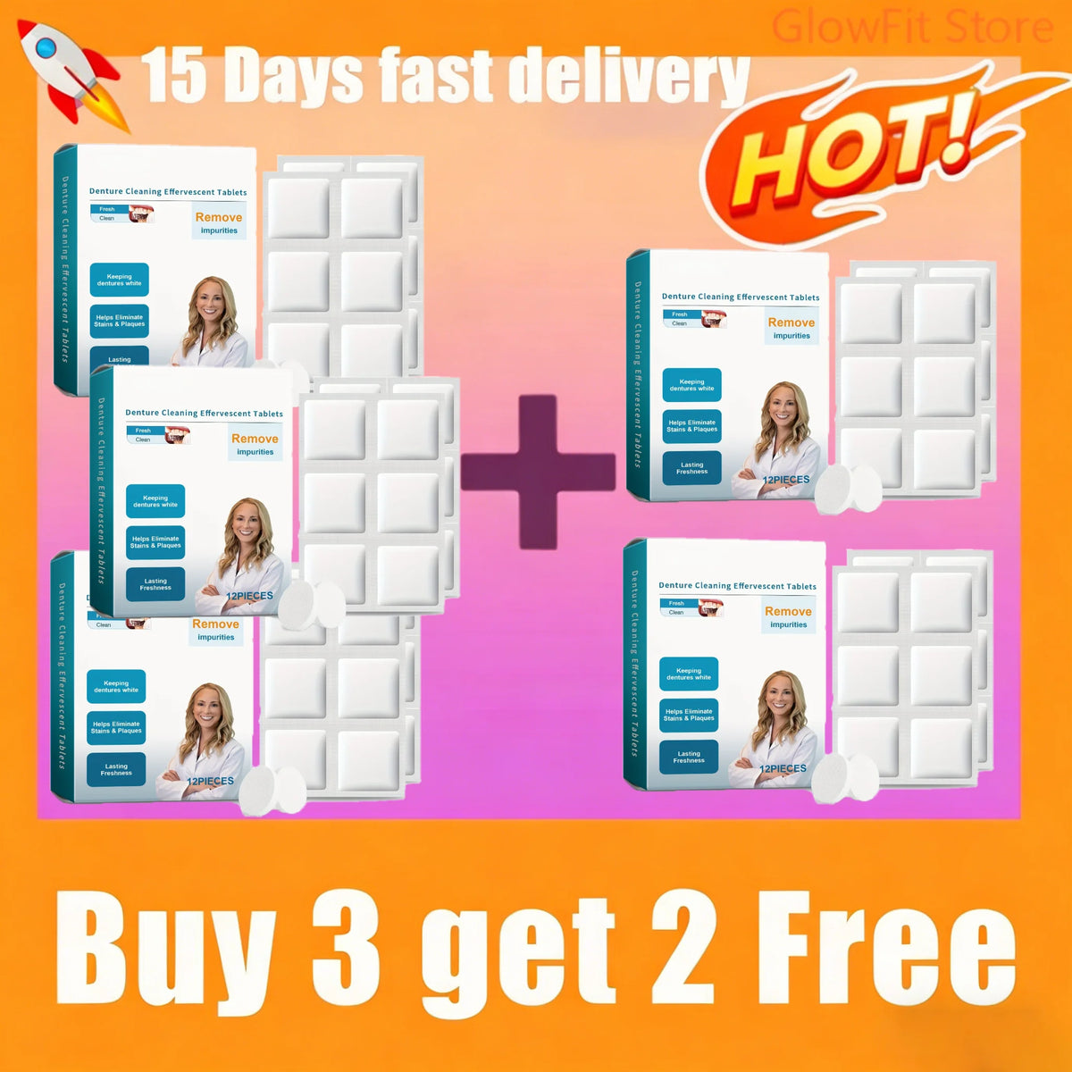 Effervescent Denture and Retainer Cleaning Tablets Kit