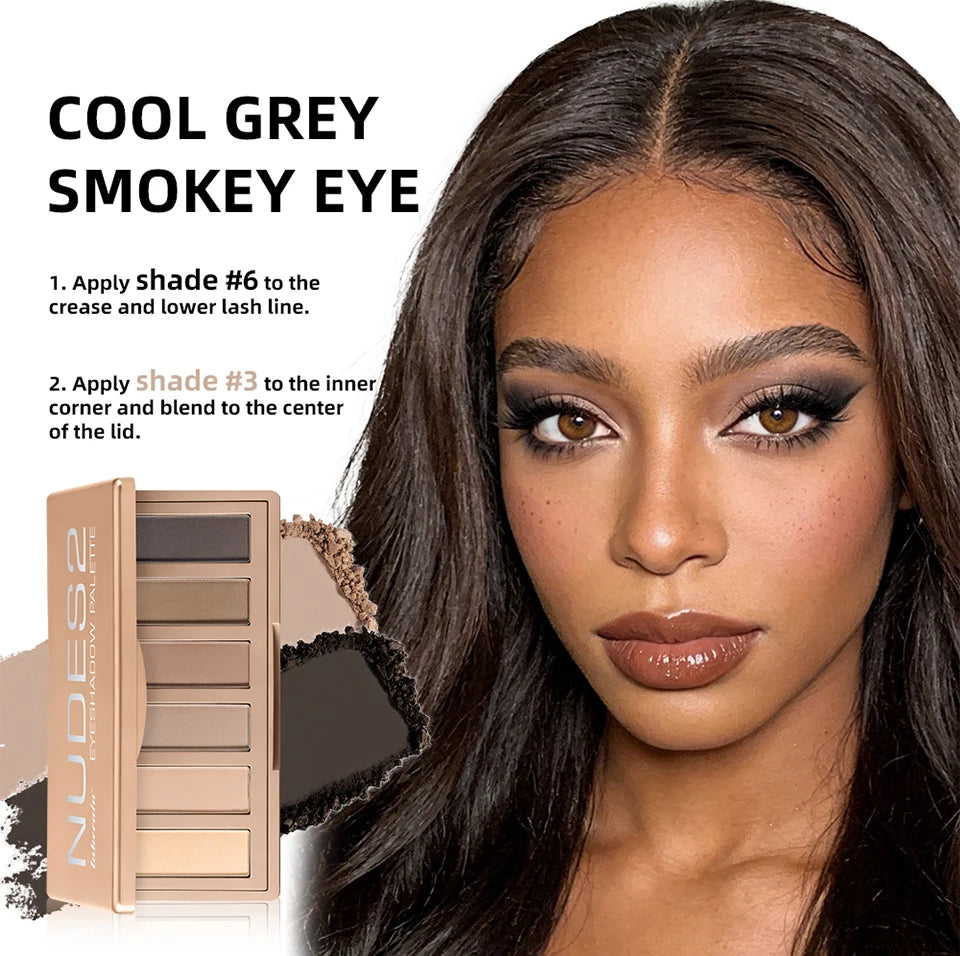 6-Color Matte Eyeshadow Palette for Natural and Smokey Eye Looks - 12