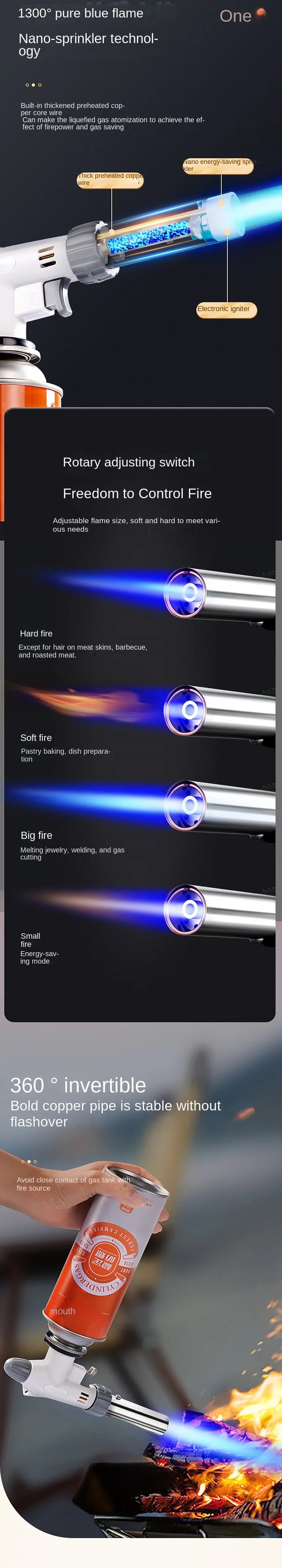 Adjustable Butane Culinary Torch for Camping and Cooking