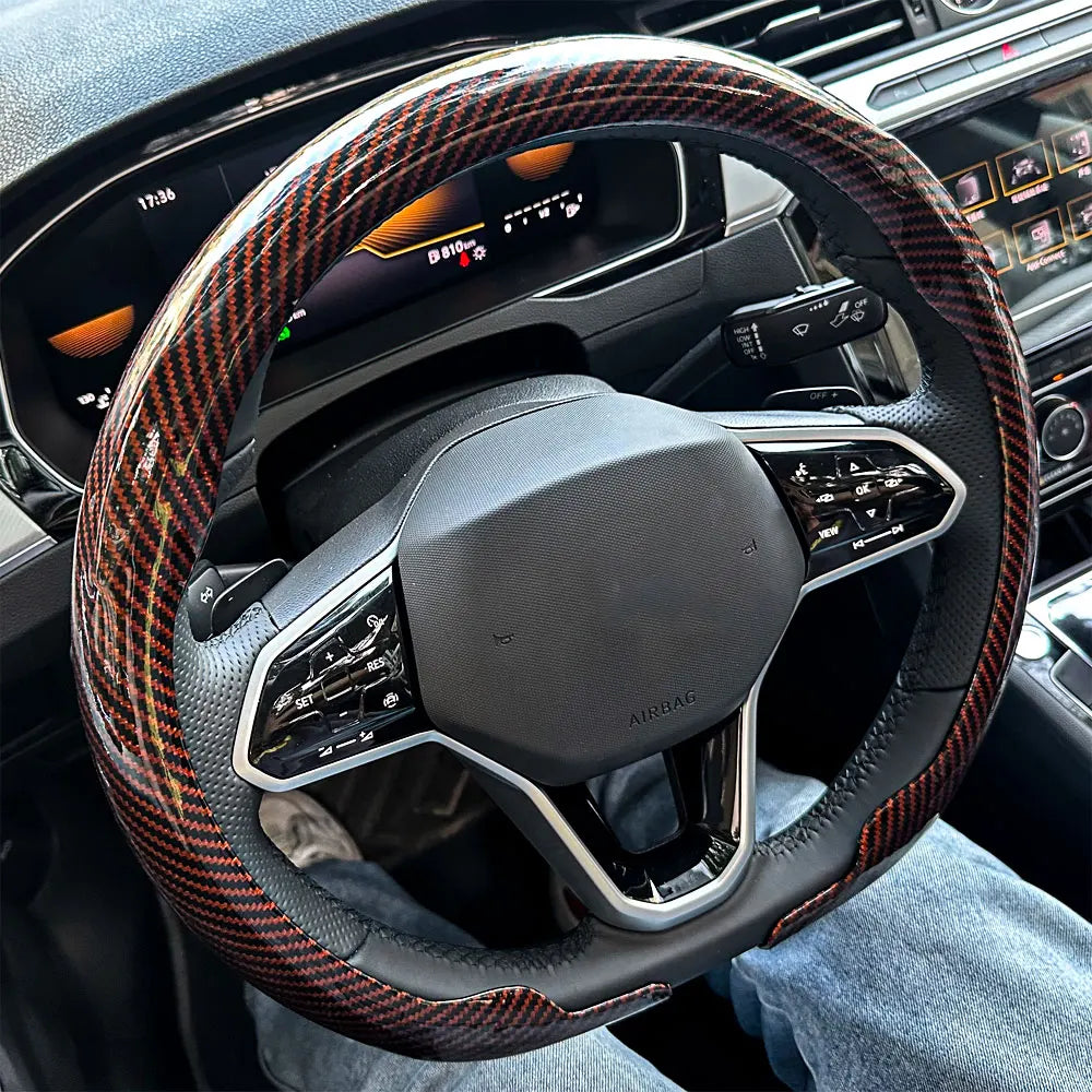 Universal Carbon Fiber Texture Steering Wheel Cover - 17