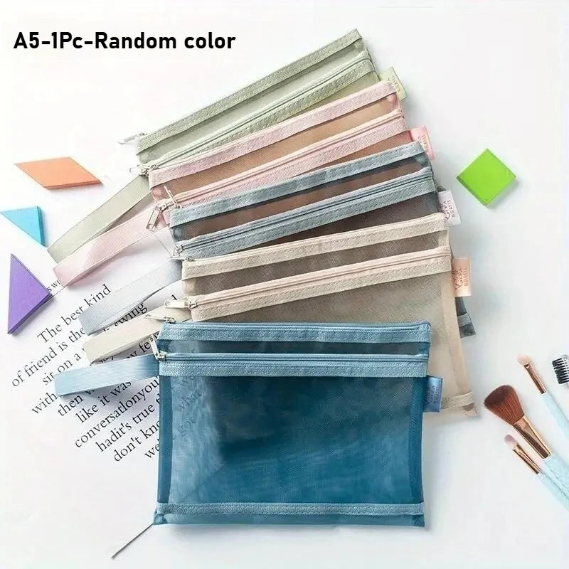 Transparent Double-Layer Mesh Document Storage Bag