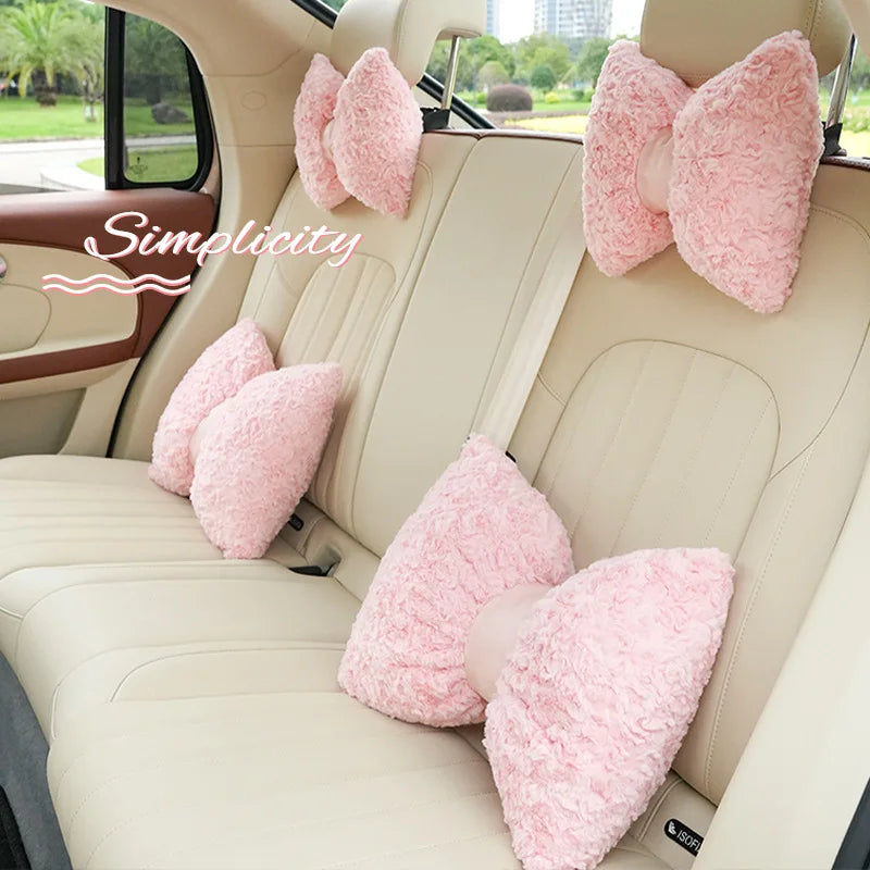 Cute Cartoon Bowknot Plush Car Seat Cushion Cover