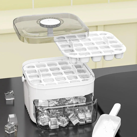 Double Layer Ice Cube Tray with Storage Bin and Lid