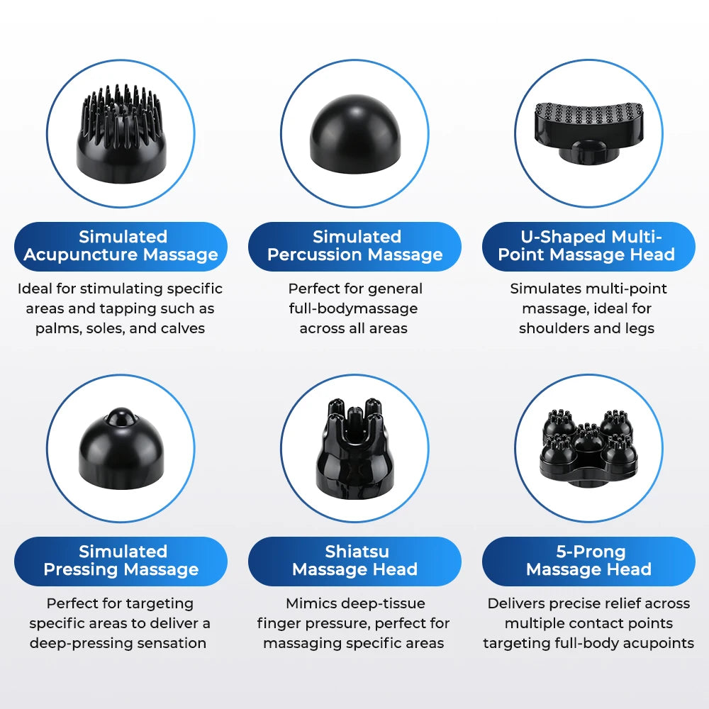 Handheld Deep Tissue Percussion Body Massager with 6 Interchangeable Heads - 10