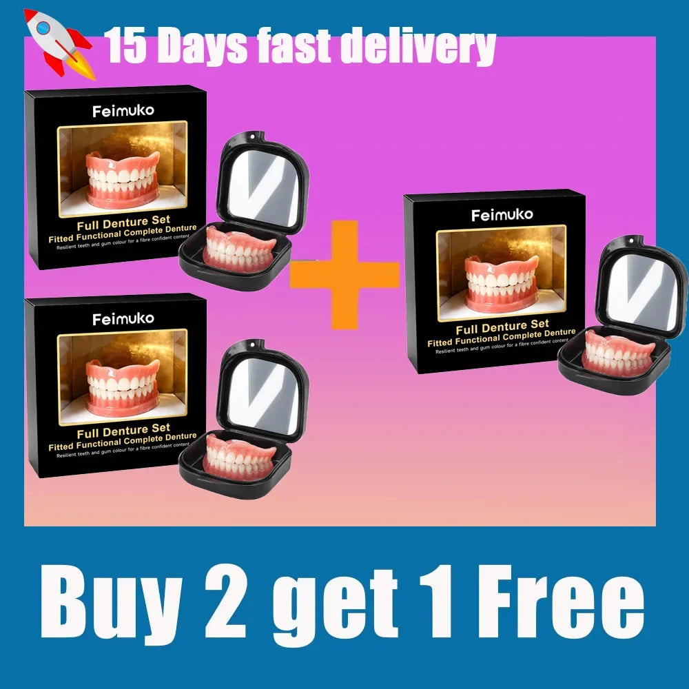 Comfort Fit Snap-On Denture Set with Mirror Storage Case