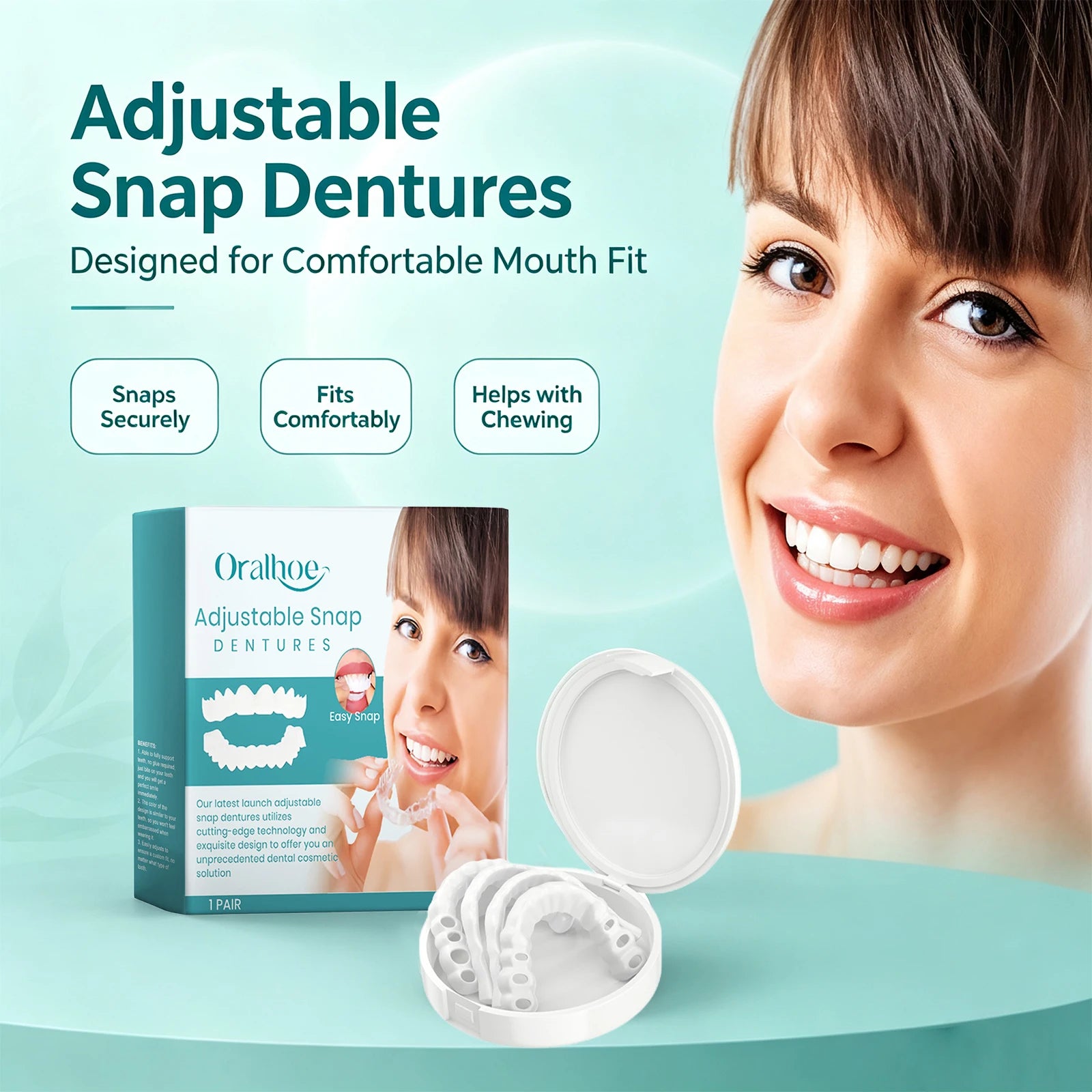 Adjustable Snap-On Dentures for Instant Smile Repair - 5