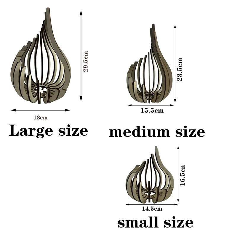 Wooden Flame-Shaped Decorative Candle Holder