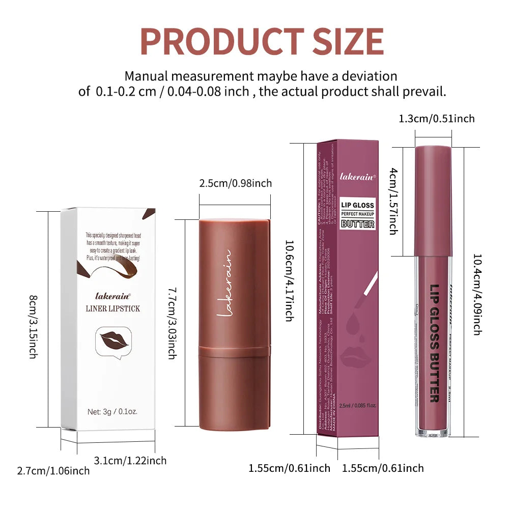 Hydrating Lip Liner and Lip Gloss Makeup Set - 7