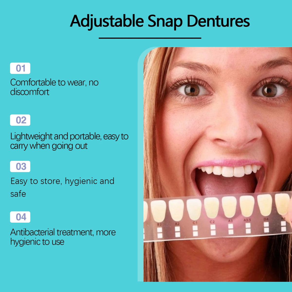 Adjustable Snap-On Dentures for Instant Smile Repair