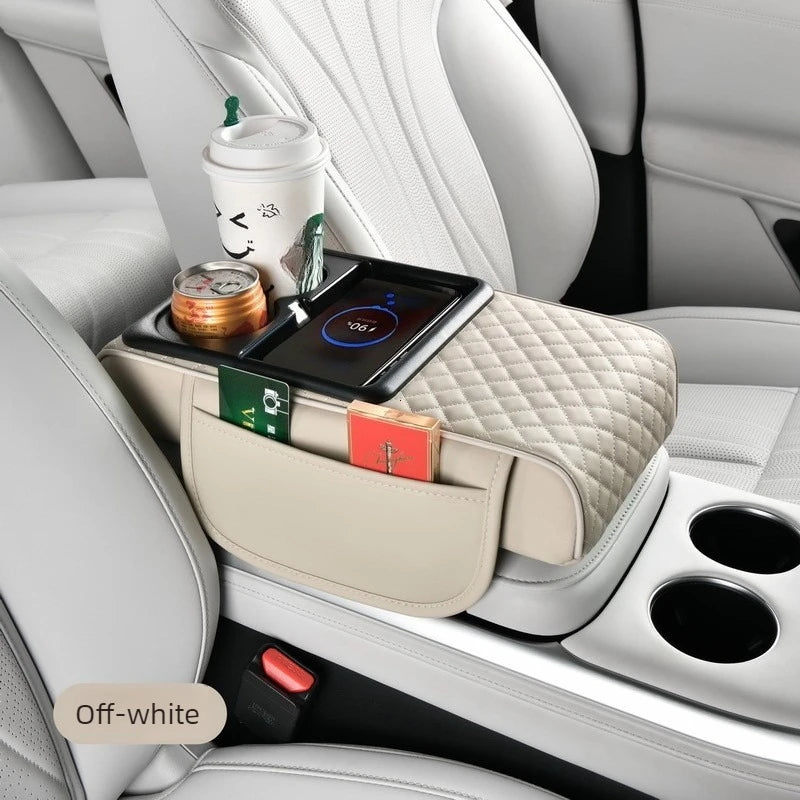 Wireless Charging Car Armrest Storage Box and Height Pad