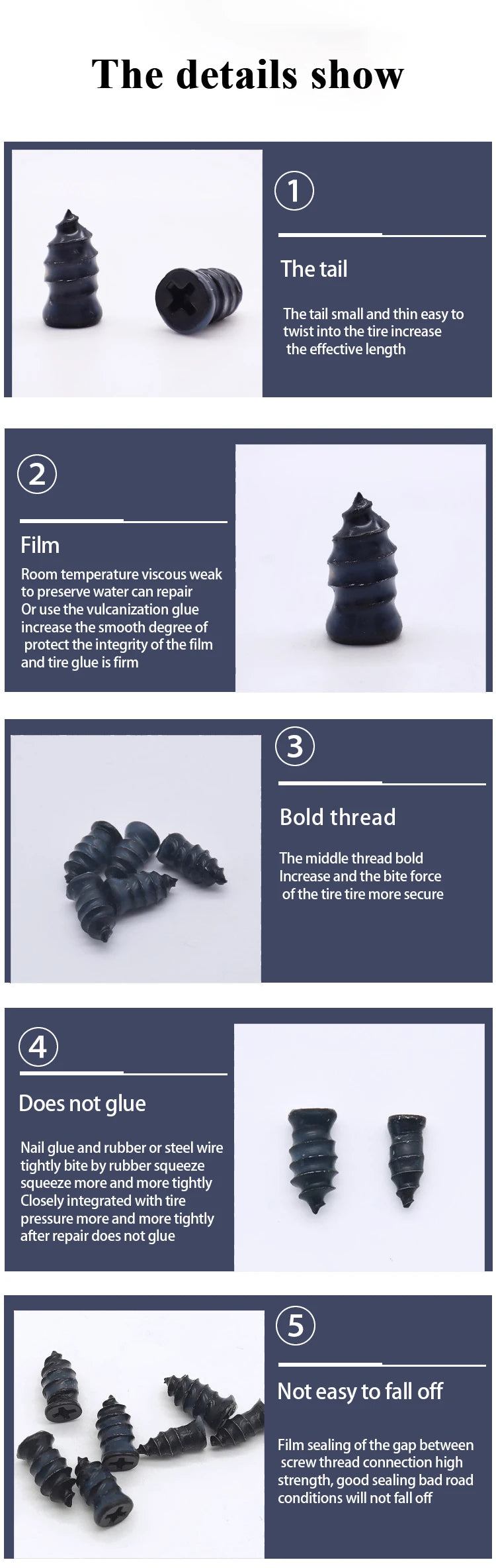 Self-Sealing Emergency Tire Repair Rubber Nails