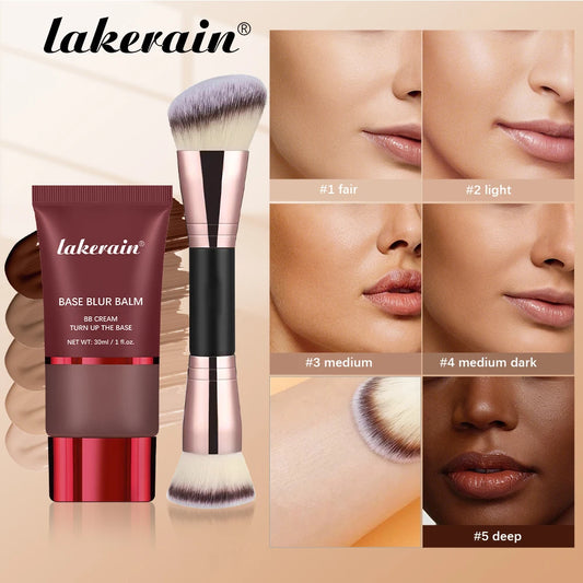 Matte Foundation Balm and Dual-Ended Makeup Brush Set