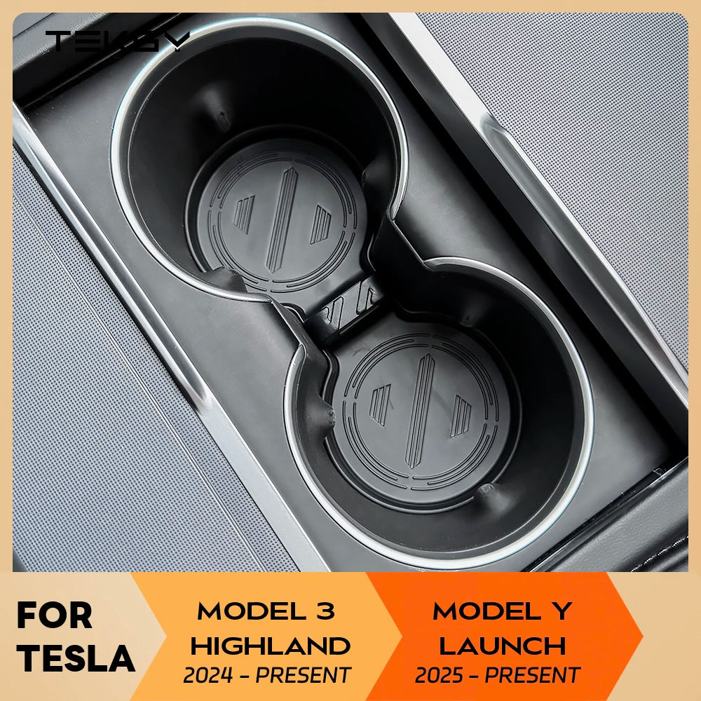 Anti-Slip Cup Holder Coasters for Tesla Model 3 Highland and Model Y - 1