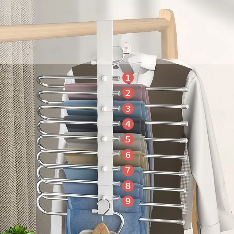 Multilayer Space Saving Folding Pants Hanger - 7