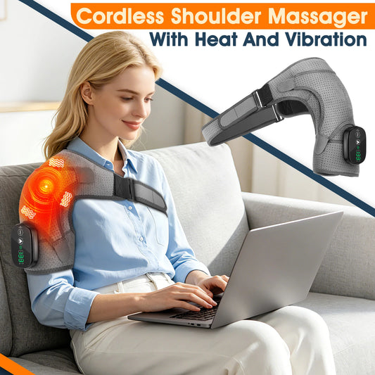 Cordless Shoulder Massager with Heat and Vibration