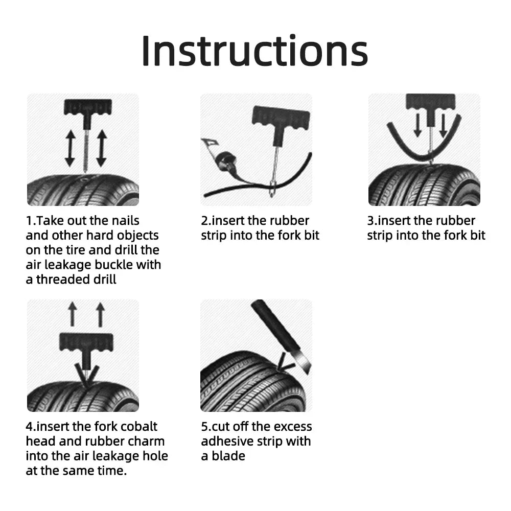 Emergency Tubeless Tire Puncture Repair Kit - 4