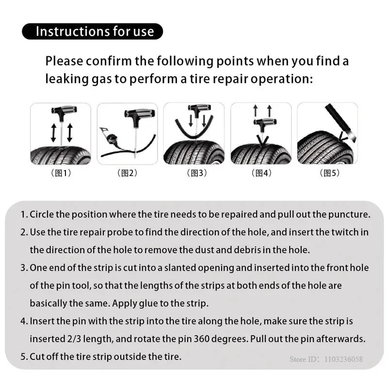 Emergency Auto Tire Repair Kit with Puncture Plug Tools - 9