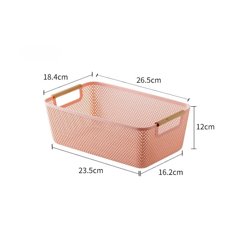 Multi-Purpose Hollow Storage Basket with Wood Handles - 10