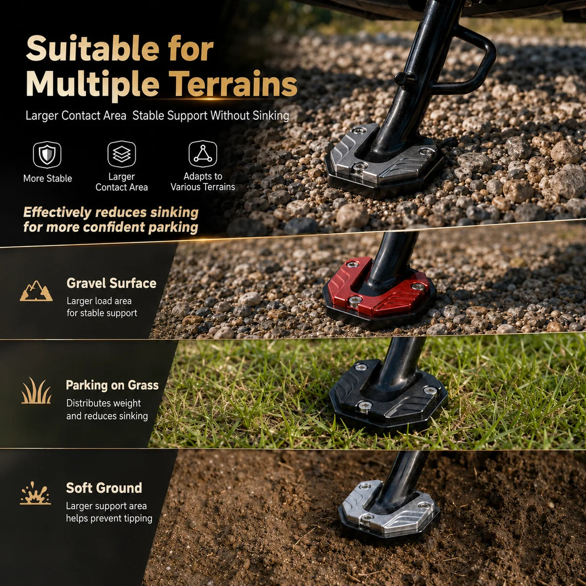 Motorcycle Kickstand Support Pad for Stable Parking
