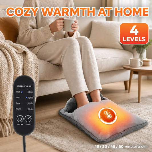 Electric Heated Foot Warmer with 4-Level Temperature and Timer